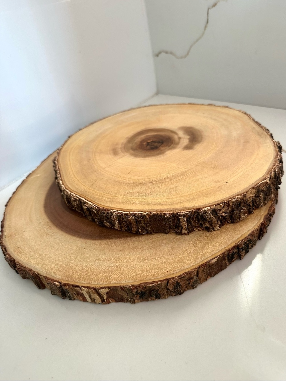 Lipper International 2 Live Edge Wood Slice Serving Boards Thailand